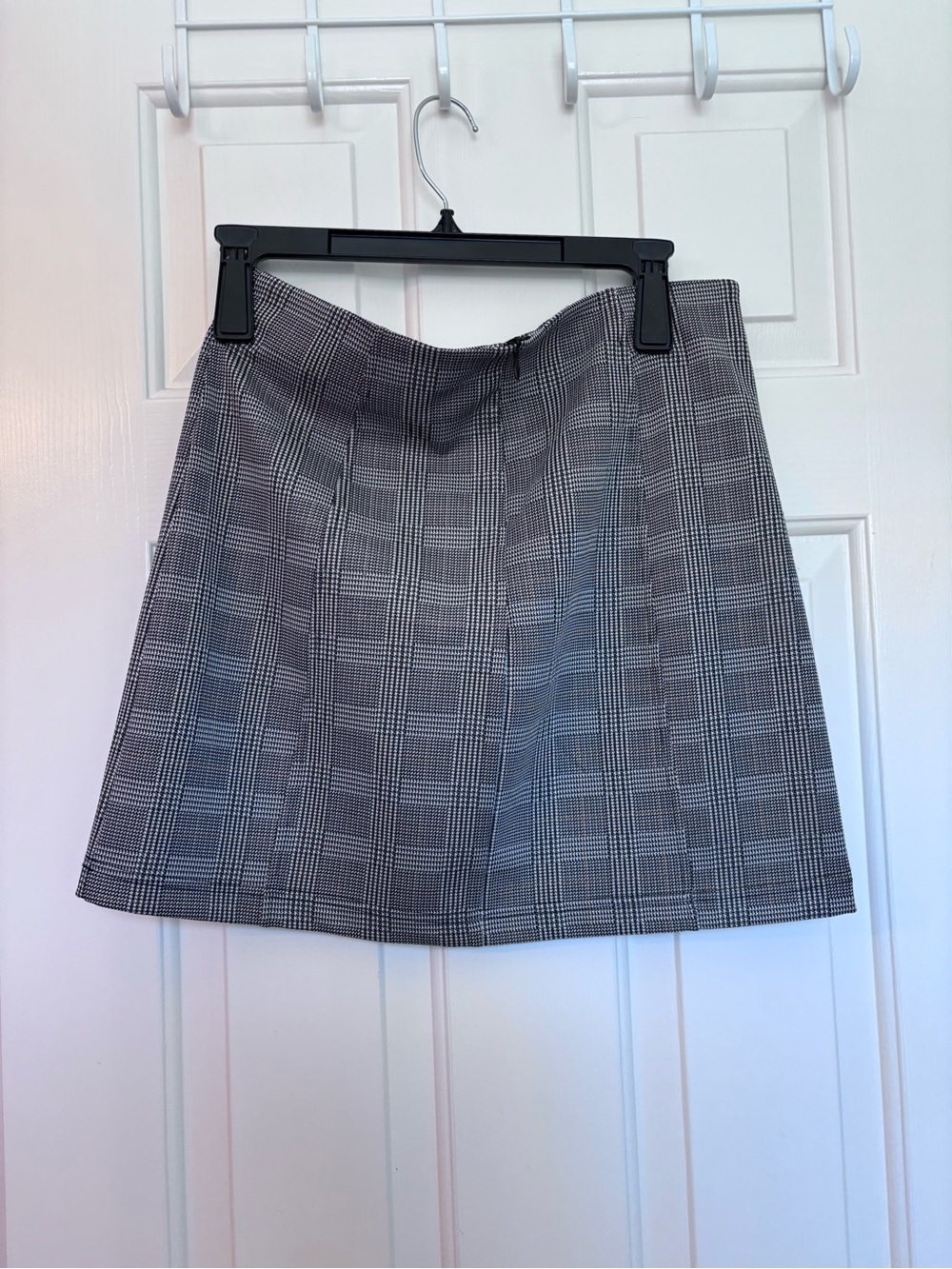 Sky and Sparrow Black & Gray Plaid A-Line Mini Skirt